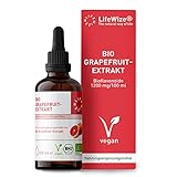 LifeWize® Grapefruitkernextrakt Bio Tropfen hochdosiert mit 1200mg /100ml - Vegan, Biozertifiziert & ohne unerwünschte Zusatzstoffe