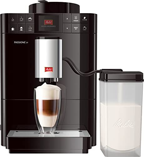 Melitta Caffeo Passione OT F531-102, Kaffeevollautomat mit Milchbehälter, One Touch Funktion, Schwarz