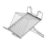 MUCKLILY Tragbares Toastregal Speckregal Herdtoaster Toaster Campingkochgeschirr Campingkocher Toaster Bratengestell Grillrost mit Griff Klappgrill Backbleche Rostfreier Stahl Silber