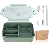 Jostift Lunchbox Erwachsene, Brotdose Bento Box Kinder with 3 FäChern, Jausenbox schule lunchbox mit Besteck, BPA Frei ?Passend für Schule, Arbeit, Picknick, Reisen?Mikrowellen