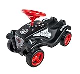 Big Bobby Car Classic Little Rocker - Rutschauto ab 1 Jahr im dunklen Rock n‘ Roll-Design mit rotem Sicherheits-Lenkrad und Hupe, für Kinder ab 12 Monaten (bis 50 kg), schwarz mit Aufklebern