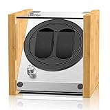 Watch Winder Smith Uhrenbeweger aus Bambusholz und Metall für 2 Uhren, WWS-B1BAM