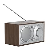 Linsar Radio in zeitlosem Holz-Design, Analoge Einstellung AM/FM, Eingebauter Mono-Lautsprecher, AUX-IN-Funktion, Kopfhörer-Funktion, Hochwertige Steuerknöpfe, Küchenfunk (braun)