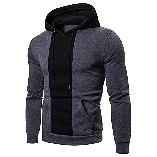 Xmiral 2021 für Männer lässige Sweatshirts Colour-Matching Langarm-Rundausschnitt Schnürstring-Kapudie Fitness Pullover Herren