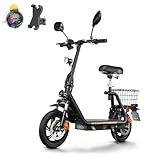 TWOFISH E Scooter mit Straßenzulassung(EEC), Elektroroller für Erwachsene mit 48V 13Ah Akku, 30 km Reichweite, Elektro Scooter mit 12 Zoll Reifen, 3 Geschwindigkeiten, M5-PRO-E (Schwarz)