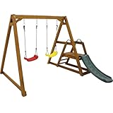 Spielplatz Kinder-Doppelschaukel-Set für Kleinkinder mit 2 Schaukelsitzen, Rutsche, Leiter, Außenschaukel, Gartenschaukel, Outdoor-Spielgeräte für Kinder ab 3 Jahren