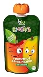 biozentrale BioKids Fruchtmus Beutel Apfel-Mango | 12x 90 g Früchte | Quetschbeutel & Quetschies mit 100% Frucht | Idealer Früchtebrei & Fruchtpüree ohne Zuckerzusatz