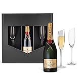Prime Presents Champagner Geschenkset: Moet & Chandon (0,75 l) mit 2 Champagner-Gläsern von Wertmann-living