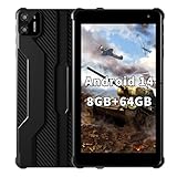 PRITOM 7 Zoll Android 14 Tablet PC mit 8GB RAM 64 GB ROM, 8-Core, 5G WiFi, Dual Kamera, Bluetooth, 7“ Tablet mit Schutzhülle