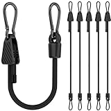 Verstellbar Spanngummi mit Karabiner, 30cm Expander mit Karabinerhaken, Gepäckspanner schwarz 6er Set, 100% Latex Gummispanner für Sonnensegel, Tarpaulins, Garten, Auto, Fahrradgepäck