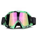 EVGATSAUTO Motorradbrille, Motorrad Motocross Off Road Dirt Bike Racing Brille Brille Augenschutz (grüner Farbfilm)