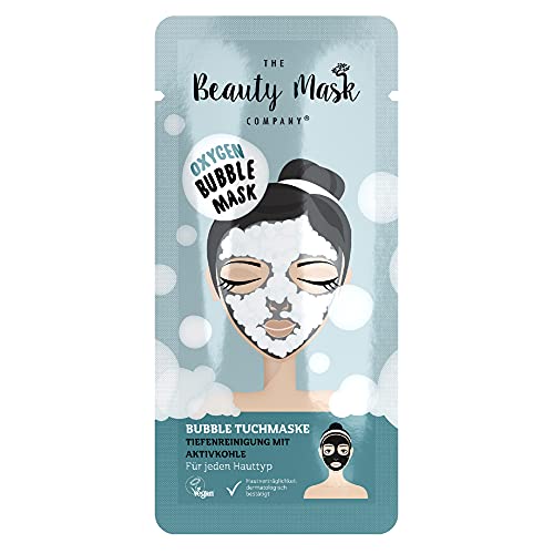 The Beauty Mask Company Oxygen Bubble Mask, 1 Sachet, Reinigungs-Tuchmaske mit Aktivkohle, Hautpflegeprodukt für jeden Hauttyp, vegane Tiefenreinigung