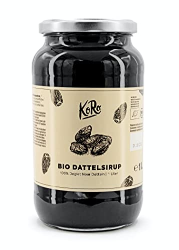 KoRo - Bio Dattelsirup 1 Liter - Ideale Zuckeralternative - Karamellähnliches Aroma - Ohne Zusatz von Zucker und Konservierungsstoffen - Aus aromatischen Deglet Nour Datteln