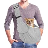 AOTWAN Hundetragetasche, Hundetasche für Kleine Hunde Haustier Verstellbarer Schultergurt Tragetasche Hund für Spaziergang Aktivitäten im Freien und Ausflüge(Grau)