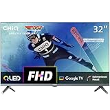 CHIQ Fernseher 32 Zoll QLED TV, FHD, HDR, Rahmenloses Metall-Design, Google TV, Chromecast, Google Assistant, Quad-Core CPU, WiFi, Dolby Audio, DBX-tv,Triple Tuner(DVB-S2/T2/C)