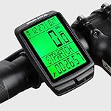 MIOLOE Fahrradcomputer Kabellos, 18 Funktionen, IPX7 wasserdichter Fahrrad-Tachometer mit LCD-Hintergrundbeleuchtung Automatischer Speicher Fahrrad-Stoppuhr Fahrradzubehör (Schwarz)