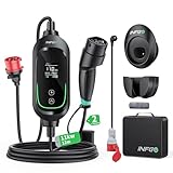 INFGO Mobile Wallbox 11kW [3-phasig, 12m, 6-16A], EV Charger mit Einstellbarer Ladeleistung & Timer-Funktion, Typ 2 Ladekabel CEE Stecker für Model Y/3, ID.3, i4, EQB, e-tron usw., Schwarz