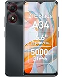 ZTE Smartphone Blade A34 (16,6 Zoll HD Display, 4G LTE, 2GB RAM und 64GB interner Speicher, 5MP Hauptkamera, 2MP Frontkamera, Dual-SIM, Android T GO) grau