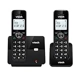 VTECH CS2001 Schnurloses DECT-Telefon mit 2 Mobilteilen für zu Hause, mit Blocker für unerwünschte Anrufe, Lange Reichweite zuverlässig bis zu 300 m, Anrufer-Identifikation