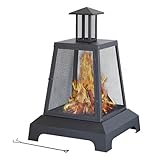 Feuerstelle aus Gusseisen für den Außenbereich | Terrassenofen | Holzofen mit Netzumrandung für Garten und Terrasse