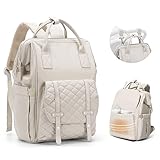 BOXSAM Baby Wickeltasche Wickelrucksack mit Kinderwagengurten für Mama und Papa,Wasserdichter Babytasche Rucksack Große Damen Kapazität Casual Daypacks für Reise,Beige