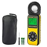 AOPUTTRIVER AP-881E Belichtungsmesser, Digitale Luxmeter, Lichtmessung Photometer 300,000 Lux mit Daten halten, LCD mit Hintergrundbeleuchtung,270°drehbarem Detektor für LED Zuchtpflanze (Gelb)