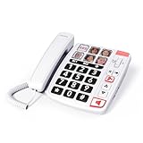 SWISSVOICE - Xtra 1110 - Schnurloses Festnetztelefon - Große Tasten - 6 Foto-Direktwahltasten - Extra-lauter Klingelton - Anrufanzeige - Audio Boost - Hörgerätekompatibel - Braille - Weiß