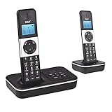ACAGALA D1002 TAM-D Schnurloses Telefon mit 2 Mobilteilen und Anrufbeantworter Anrufer-ID/Anklopfen 1,6-Zoll-LCD-Display mit 3 Zeilen Wiederaufladbare Batterien Unterstützt 16 Sprachen für
