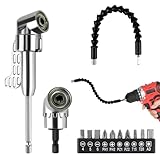 Doksvp 13 Stück Winkelschrauber Vorsatz Adapter Set,105°Winkelbohraufsatz, Winkelaufsatz für Akkuschrauber, mit Biegsame Welle, 1/4-Zoll Sechskantschaft, für Garage, Bauarbeiter