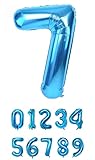 Riesige 101,6 cm große Folienballons mit Zahlen 0–9 blau | nummerierte Ballons 0–9 für Geburtstage, Jubiläen, Partys – Zahl 7