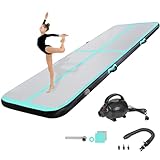 KIKILIVE 20CM Hoch Gymnastikmatte Tumbling Matte, 3M Aufblasbar Gymnastik Track Matte Air Turnmatte mit Luftpumpe Aufblasbare Sportmatte für Fitness/Outdoor/Yoga/Training usw