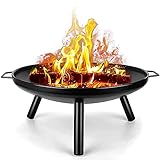 ZJFHEYUO Feuerstelle im Freien, 24-Zoll-Terrassenofen, Holzofen, BBQ-Grill, Feuerstelle, runde Form, Holzofen, Feuerstelle für Camping, Picknick, Terrasse, Hinterhof, Garten, Lage