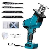 Akku Säbelsäge für Makita 18V-Akku, 0-3500 U/min, Reciprosäge mit 4 Sägeblätter, zum Schneiden von Holz, Kunststoff, Metall (Ohne Akku)