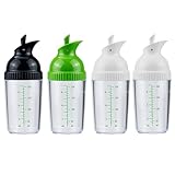 Pesfehhy 4er-Pack Salatdressing-Shaker, 7 Oz Dressing-Mixer-Shaker-Flaschen, Schwarz && Grün