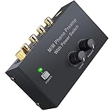 LiNKFOR Phono-Vorverstärker Phonograph-Vorverstärker Ultra-Kompakter Vorverstärker mit Netzschalter Lautstärkeregler Cinch Eingang/Ausgang 1/4'' TRS-Ausgang DC 12V für Plattenspieler mit MM-Abtast