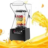 Professioneller leiser Blender 2200W mit Schallschutzhaube, 6 Edelstahlklingen, 2L BPA-freier Mixbehälter, Hochleistungsmixer für Smoothies, Eis, Nussmus, Säfte, Gastronomie und Zuhause