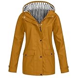 raoieykaxu Regenjacke Damen Wasserdicht Einfarbig Wasserdichte Softshelljacke Gefüttert Mit Gestreift Stanzjacke Atmungsaktive Übergangsjacke Frühling Herbst Bergsteigen im Freien Wasserdichte Jacke