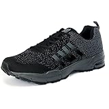 LEKANN Damen Herren Wanderschuhe leichte Laufschuhe atmungsaktive Trekkingschuhe, Schwarz-Grau 38 EU