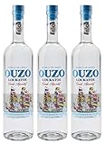 Ouzo Loukatos 3x 0,7l 38% Vol. | Milder Ouzo aus Patras | + 20ml Jassas Olivenöl