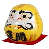 VICASKY Japanische Glückskatze Figurine aus Keramik für Zuhause und Büro Winke Katze Dekoration Japanische Skulptur für Reichtum und Wohlstand Gelbes Design