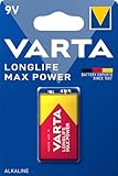 wns-emg-world Big Box Pack kompatibel mit Varta Longlife Max Power 9V Block Alkaline Batterien Typ 4722, für Rauchmelder, Brand- & Feuermelder, Mikrofon, 4 Stück