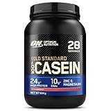 Optimum Nutrition Gold Standard 100% Casein langsam abbauendes Proteinpulver mit Zink, Magnesium & Aminosäuren, fördert Muskelwachstum & Reparatur über Nacht, Strawberry Delight, 28 Portionen, 924 g