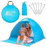 Active Era Pop Up Strandmuschel mit UV Schutz, UPF 50+ Strandzelt, Windschutz Strand, Zelt für 2-3 Personen inkl. Tragetasche und Heringe - Blau