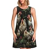 ETASUIOL Stilvolles, ärmelloses Kleid für Damen, perfekt für Strand, Büro und den Alltag, Schwarz , L