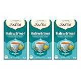 Yogi Tea - Halswärmer, Ayurvedischer Bio Gewürz- und Kräutertee, von Natur aus koffeinfrei, Mischung aus Süßholz, Fenchel und Thymian, Yogi Tee 3er Pack, 3x17 Beutel (51 Teebeutel insgesamt)