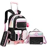 HTgroce Kinder Trolley Rucksack Schultasche Schulranzen Mädchen schultrolleys Schulrucksack Kinderkoffer Rolling Reisegepäck Mehrfachtaschen