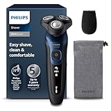 Philips Shaver Series 5000 – Elektrischer Nass- & Trockenrasierer für Herren in Metallic-Blau mit Präzisionstrimmer & weicher Transporttasche (Modell S5465/18)