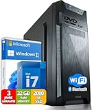 Ultra Intel i7 PC - Schneller Rechner + Computer für Büro & Home Office mit 32GB DDR3 RAM/Arbeitsspeicher - 2TB SSD - DVD+RW - USB3.0 - WiFi 600 und Bluetooth 5 - Win 11 Pro