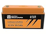 LIONTRON LiFePO4 12,8V 10,5Ah LX; 135Wh;  3000 Zyklen bei 90% Entladungstiefe (DOD) mit BMS Überwachung; für Wohnmobil oder Boot 181x76x95mm - LI1210LX