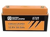 LIONTRON LiFePO4 12,8V 10,5Ah LX; 135Wh;  3000 Zyklen bei 90% Entladungstiefe (DOD) mit BMS Überwachung; für Wohnmobil oder Boot 181x76x95mm - LI1210LX